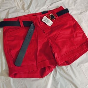 Torrid Red Sateen Belted Shorts